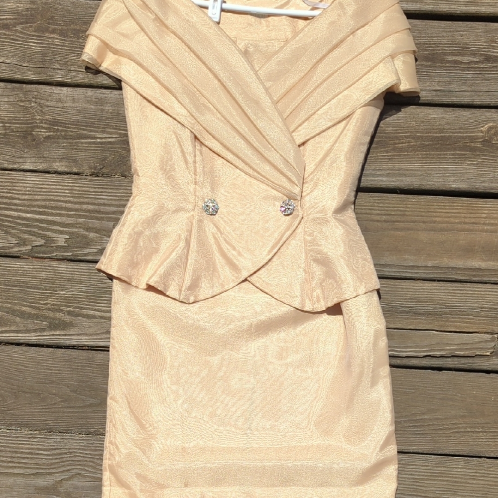 Watters Satin Dress in Soft Gold
